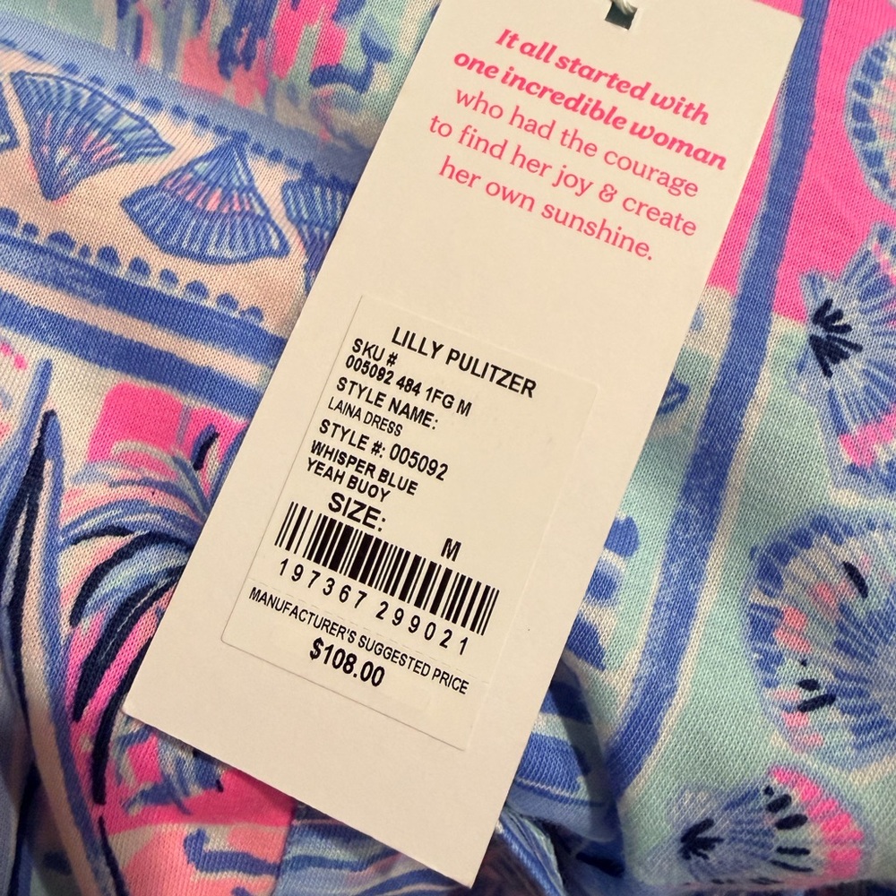 NWT Lilly Pulitzer Laina T-Shirt Dress ruffle blue medium - Picture 3 of 3